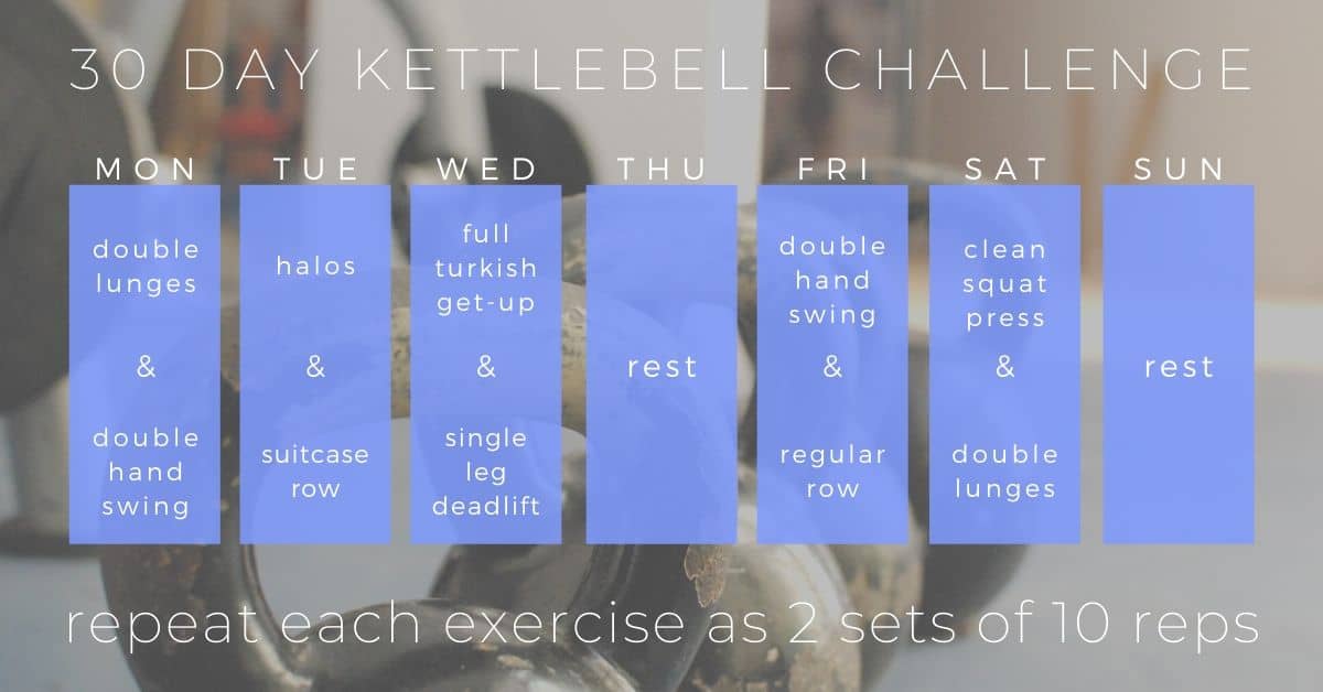 30 Day Kettlebell Challenge 7 Day Schedule